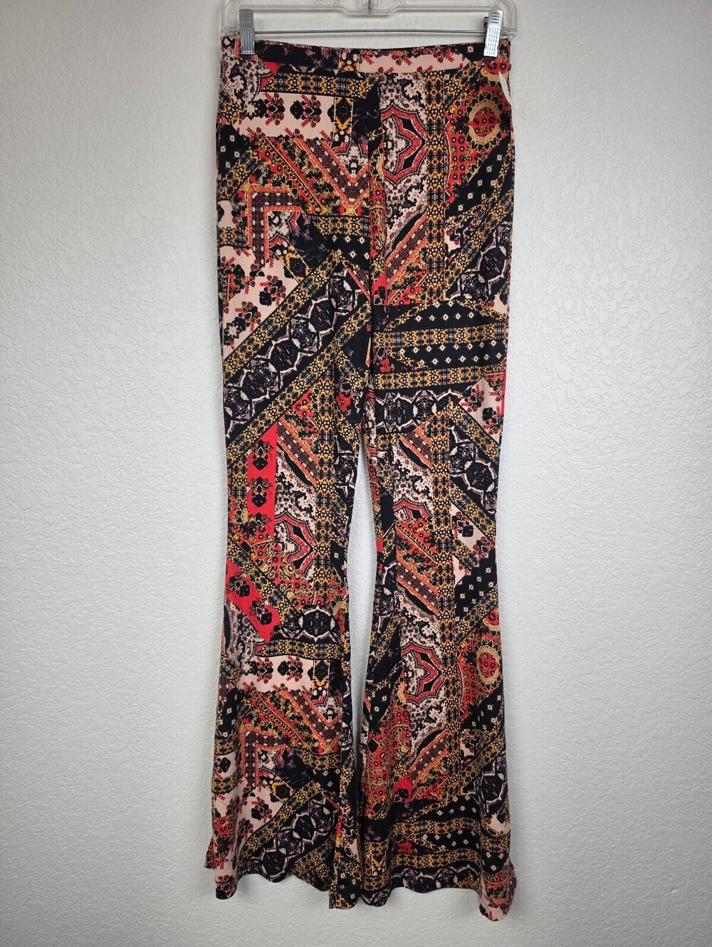 NWT Free People Patchwork Patterned Flared Pants Size S